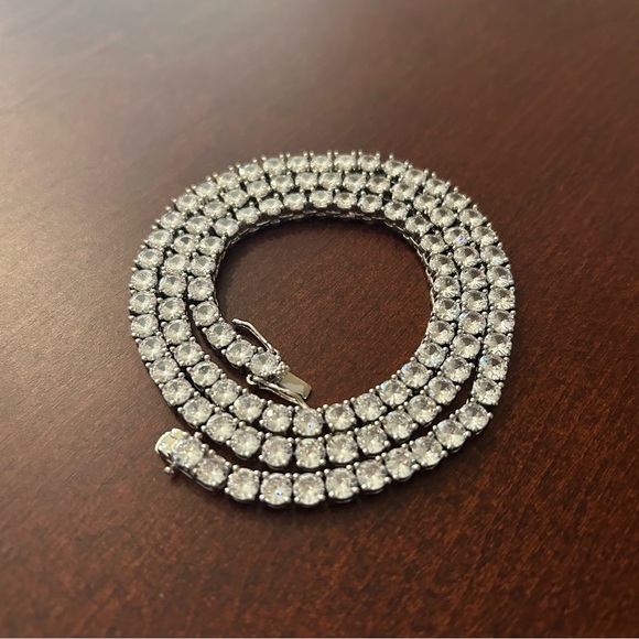 5mm Silver Tennis Chain – VVS1 MoissaniteStainless Steel
